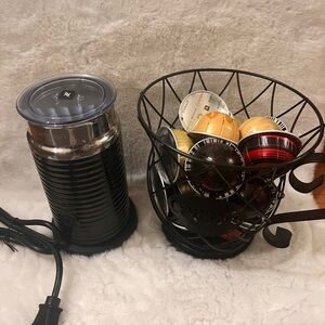 Nespresso Milk Frother and 26 Vertuo Coffee Pod Set
